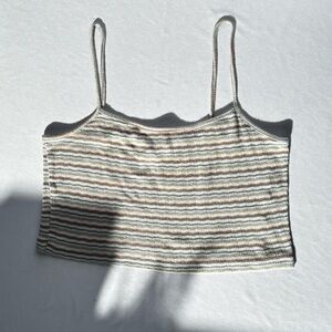 Forever 21 Green and White Striped Crop Camisole